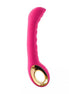 Share Satisfaction Alba G-Spot vibrator in bright pink with a gold accent, featuring a curved design for targeted stimulat...