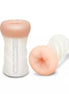 Zolo male masturbator with a soft shell, featuring a textured interior and realistic backdoor design in light colors.