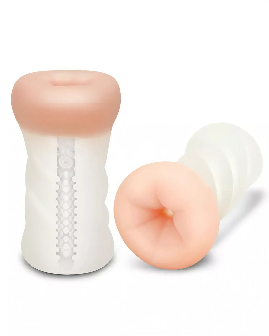 Zolo male masturbator with a soft shell, featuring a textured interior and realistic backdoor design in light colors.