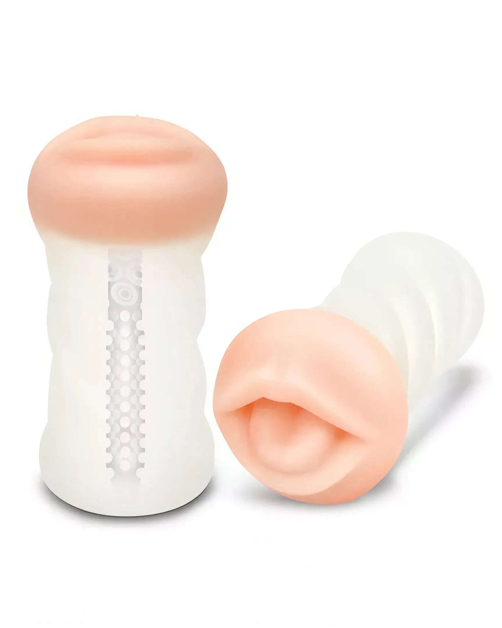 Zolo male masturbator in white and flesh tones, featuring a textured interior and deep throat design.