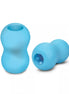 Zolo Mini Stroker in light blue, featuring a textured design with two distinct openings and a smooth surface.