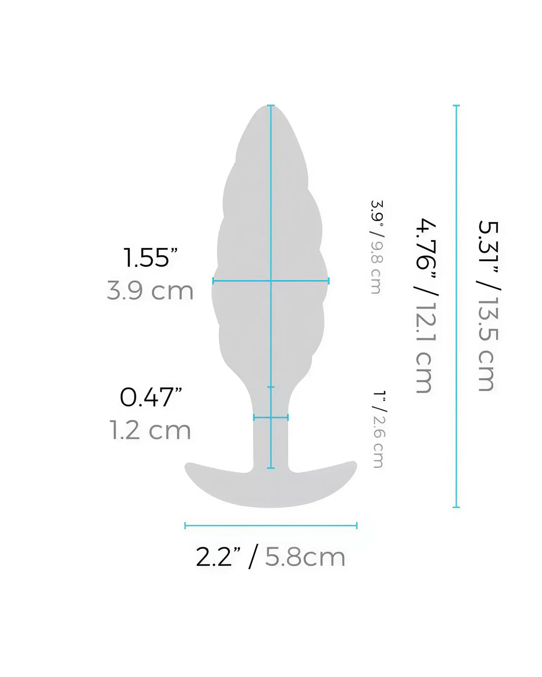 B-Vibe swirl texture plug in gray, featuring a tapered design and textured surface for enhanced stimulation.