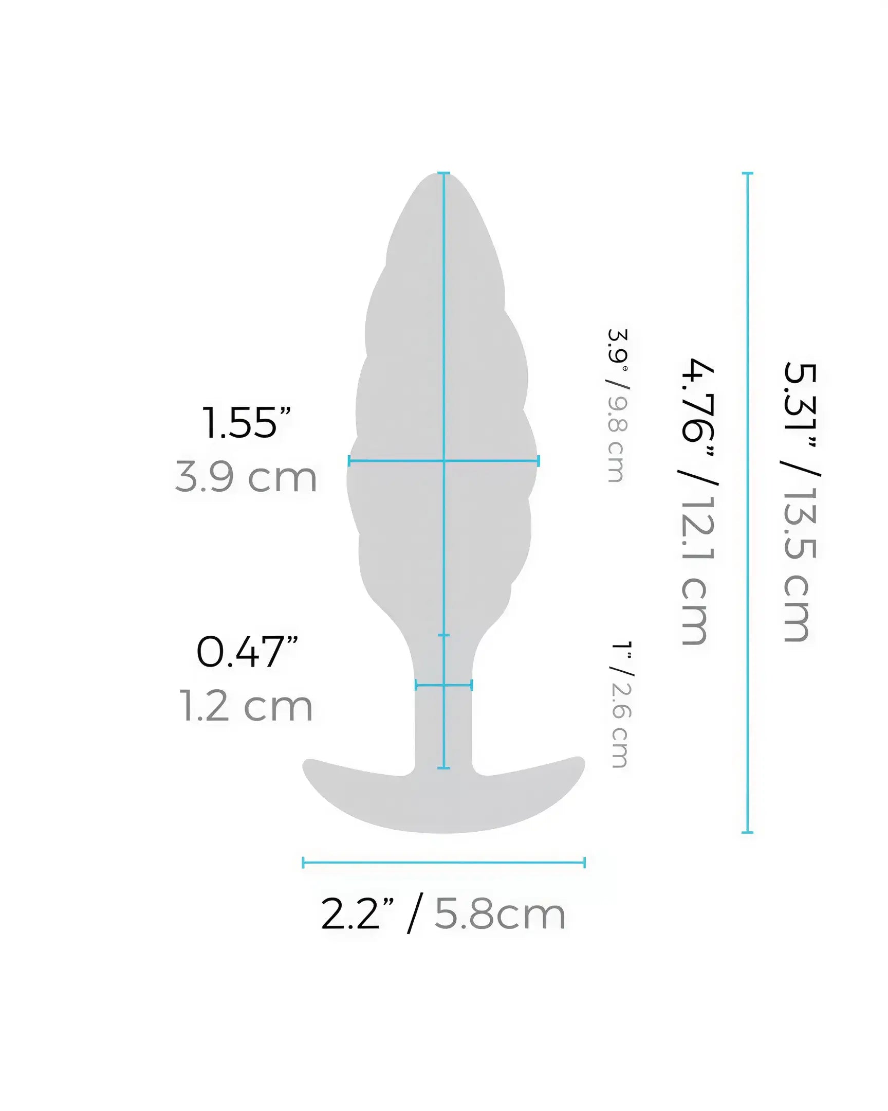 B-Vibe swirl texture plug in gray, featuring a tapered design and textured surface for enhanced stimulation.