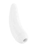 Satisfyer Curvy 2 Plus in white, featuring a curved design and control buttons on the side.