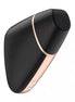 Satisfyer Love Triangle in black with rose gold accents, featuring a sleek, ergonomic design and two control buttons.