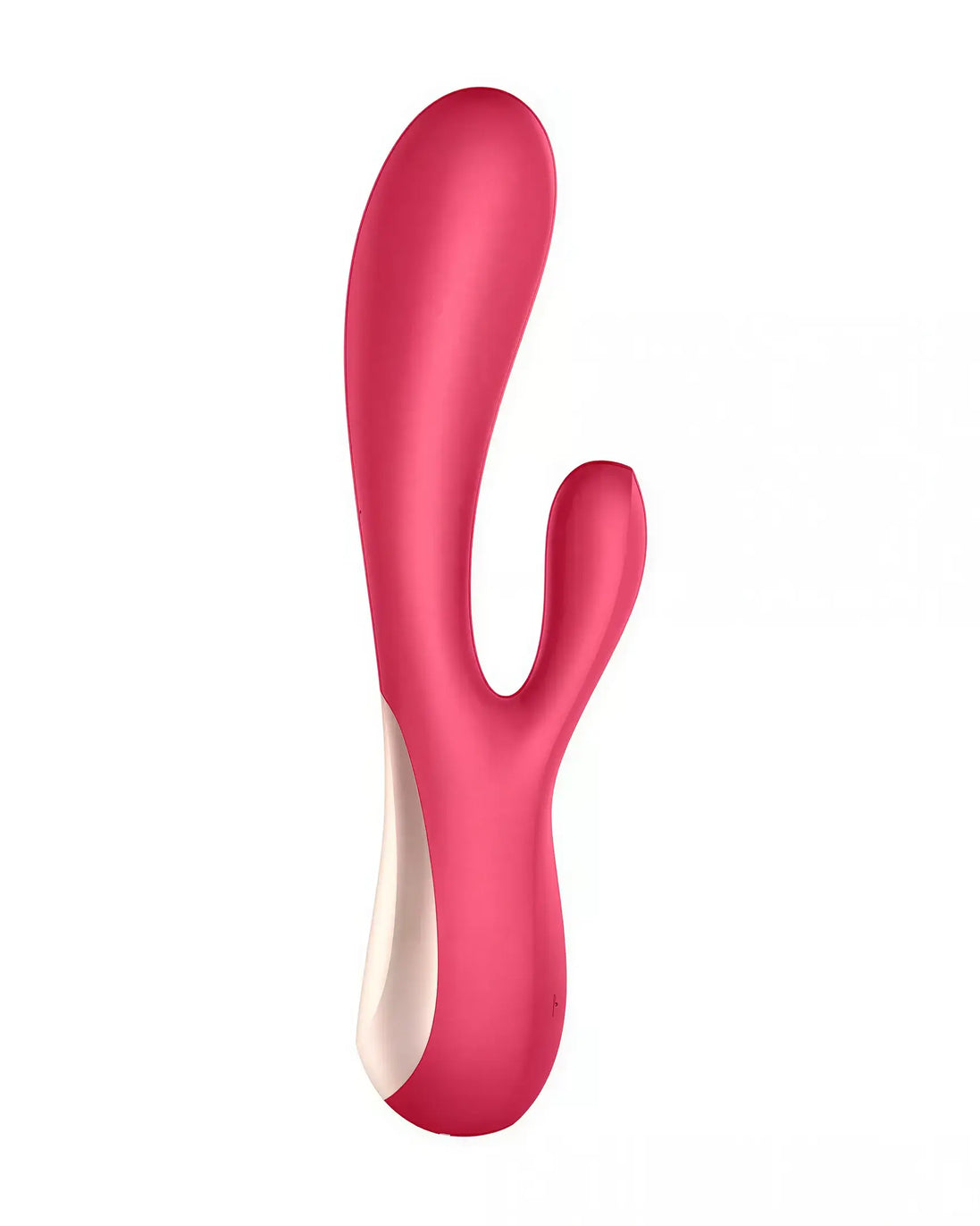 Satisfyer Mono Flex Rabbit Vibrator in bright pink with a curved design and dual stimulation features.
