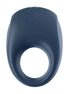 Satisfyer Strong One cock ring in navy blue, featuring a smooth surface and a circular opening.