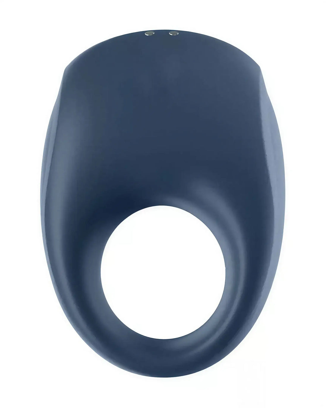 Satisfyer Strong One cock ring in navy blue, featuring a smooth surface and a circular opening.