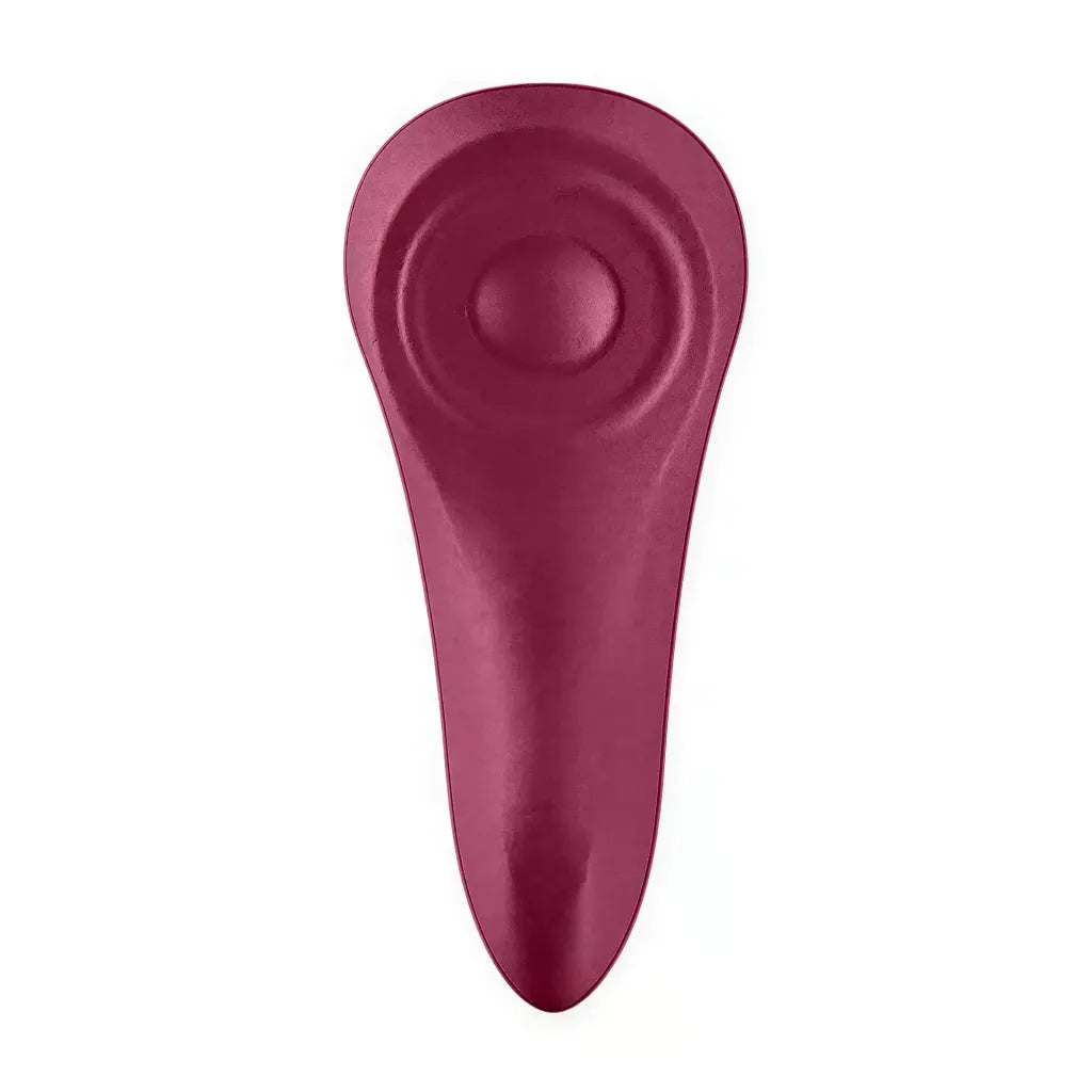 Satisfyer Sexy Secret in deep burgundy, featuring a smooth, contoured design with a circular button on top.