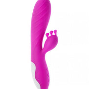 Share Satisfaction Marley is a bright pink vibrator with a curved shaft and three stimulating nubs on the side.