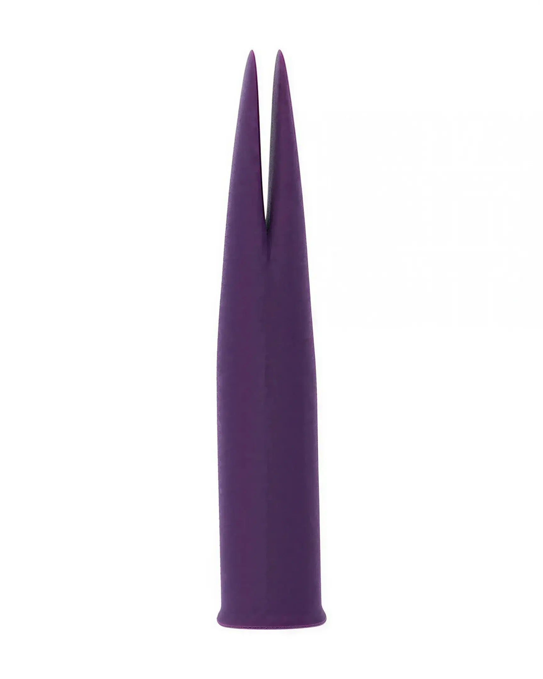 Share Satisfaction Deux in purple, featuring a sleek, tapered design with a split tip for targeted use.
