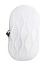 Share Satisfaction Stroker in white, featuring a textured surface with wave patterns and a side button for functionality.