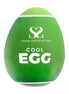 Green Share Satisfaction masturbator egg with "Cool Egg" text and logo on a smooth surface.
