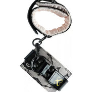 Luxury handcuffs with black lace design and pink satin lining, featuring a secure clasp and adjustable strap.