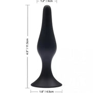 Black plug from the Share Satisfaction 3 piece kit, measuring 4.5 inches tall with a tapered design and wide base.