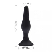 Share Satisfaction black plug kit featuring three pieces, with varying sizes and smooth silicone texture.