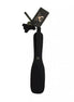 Classic black paddle with a smooth surface and a hanging tag, featuring a loop for easy grip.
