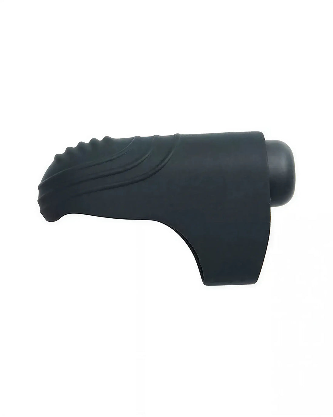Share Satisfaction Finger Vibe in black silicone with textured grip and rounded tip, designed for targeted stimulation.