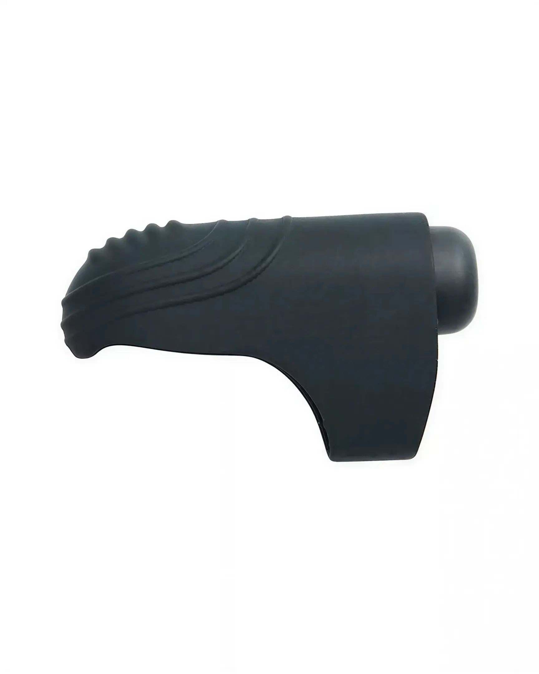 Share Satisfaction Finger Vibe in black silicone with textured grip and rounded tip, designed for targeted stimulation.