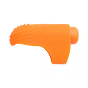 Share Satisfaction Finger Vibe in bright orange silicone with textured grip and rounded tip for enhanced stimulation.