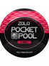 Zolo Pocket Pool 8 Ball male stimulator sleeve with a black and pink design, featuring a textured surface.
