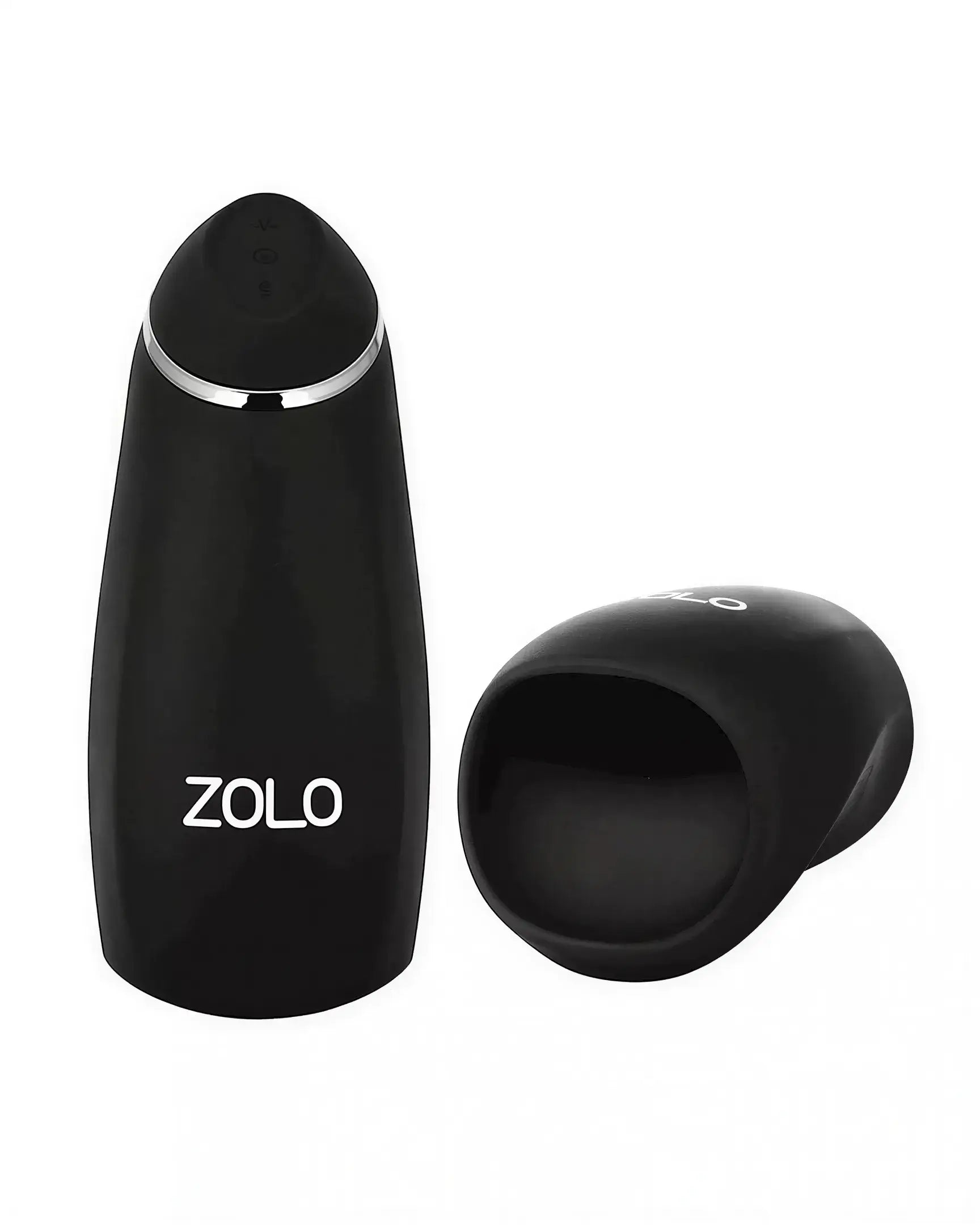Zolo Stickshift masturbator in black with a smooth exterior and an open end for use.