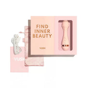 Vush Rose 2 bullet vibrator in a pink box with a charging cable, storage pouch, and instruction booklet.