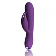 Rocks Off Flutter Rabbit vibrator in purple, featuring a sleek design and a curved shape for targeted stimulation.