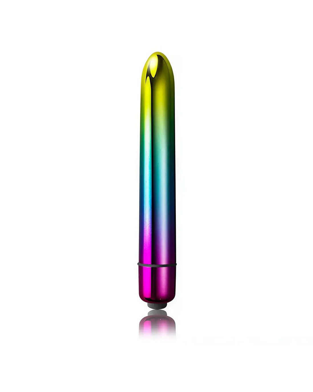 Rocks Off Prism vibrator with a metallic gradient finish in shades of green, blue, and pink.