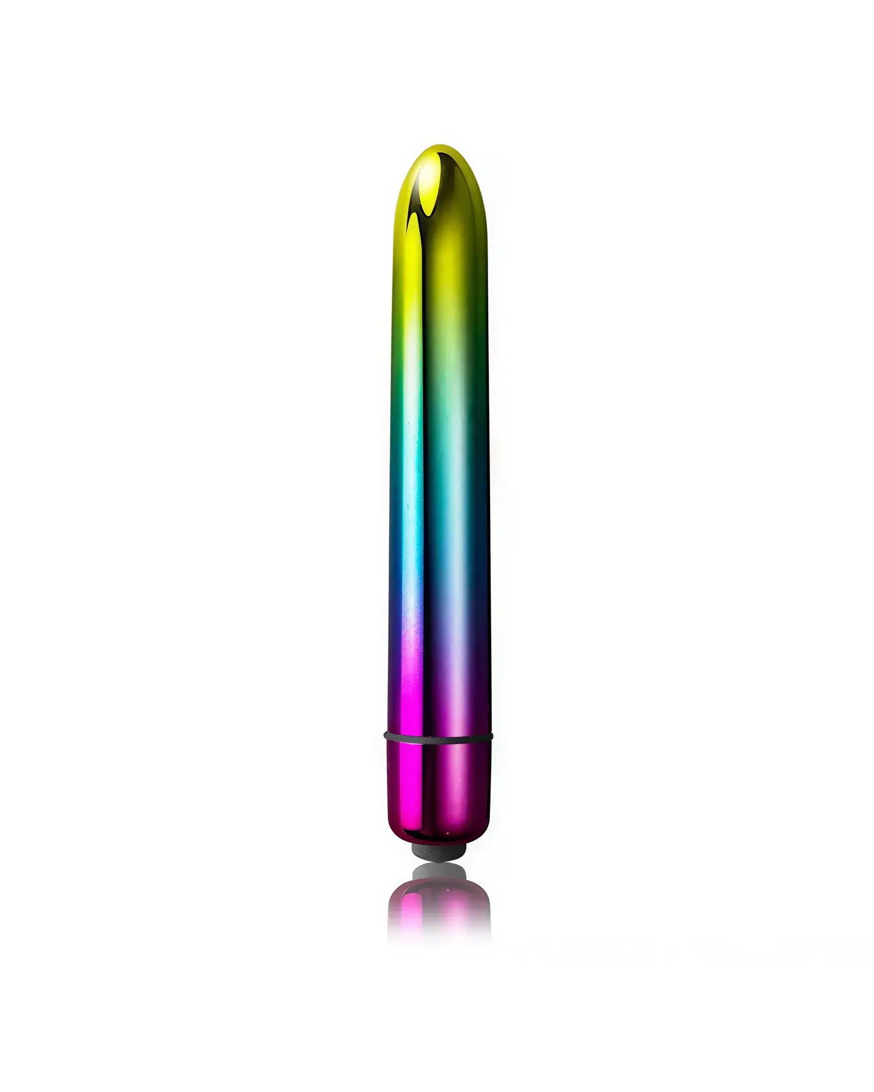 Rocks Off Prism vibrator with a metallic gradient finish in shades of green, blue, and pink.