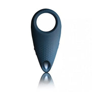 Rocks Off Men-X Empowerer vibrating cock ring in dark blue with textured surface and a smooth finish.