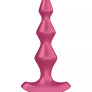 Satisfyer Lollipop Plug Vibrator in bright pink, featuring a tapered design with three distinct curves and a flared base.
