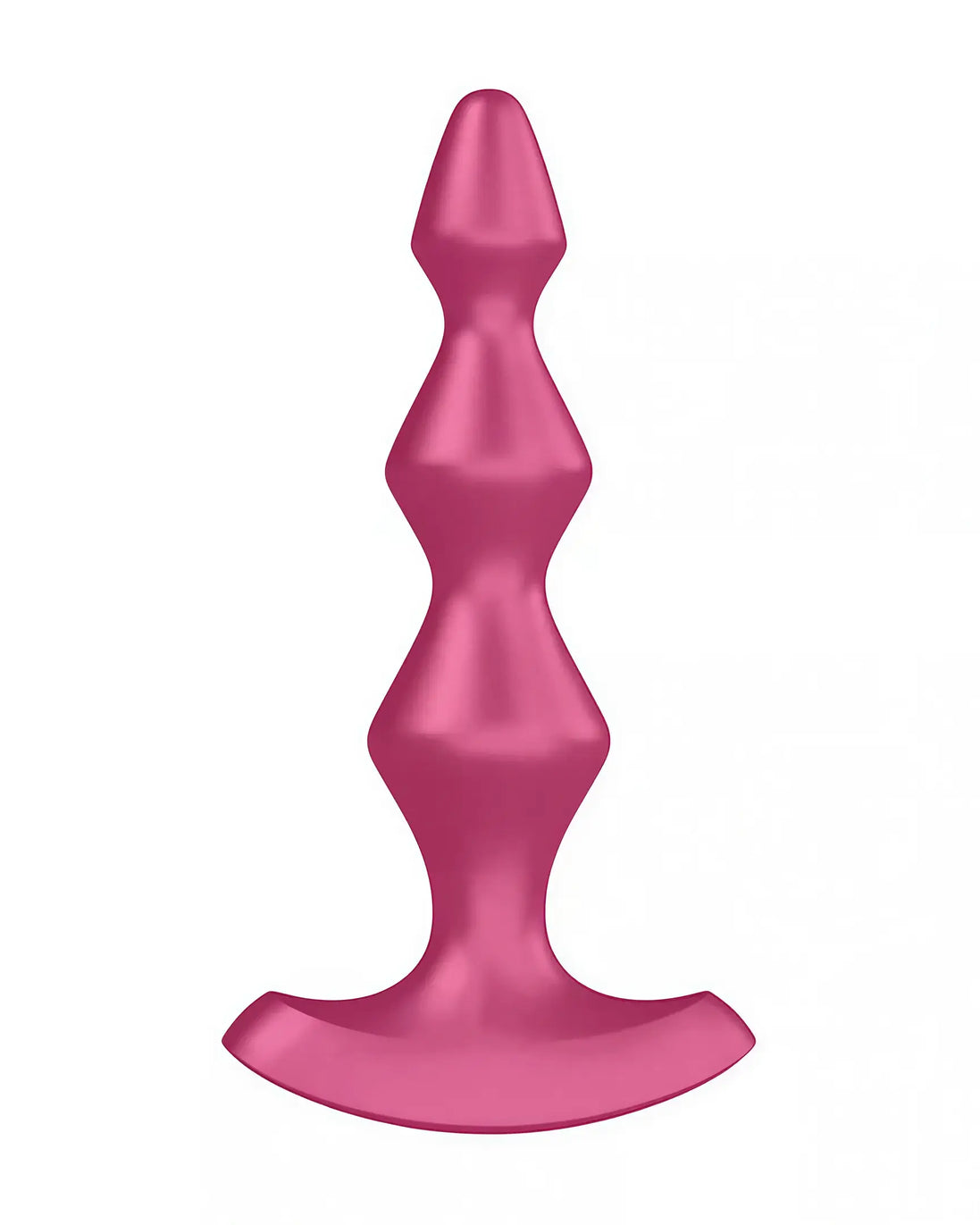 Satisfyer Lollipop Plug Vibrator in bright pink, featuring a tapered design with three distinct curves and a flared base.