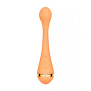 Vush Abbie G-Spot vibrator in soft peach color with floral design and three control buttons on the shaft.