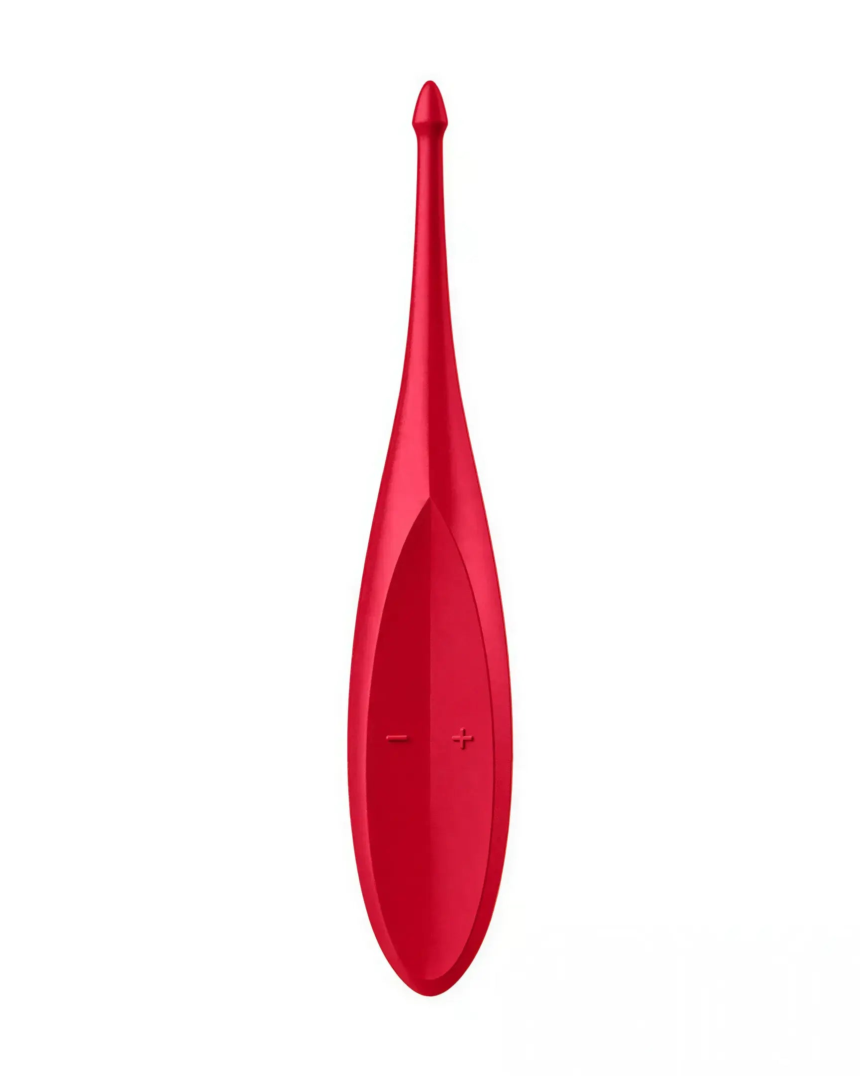 Satisfyer Twirling Fun in bright red, featuring a sleek design with control buttons on the side.