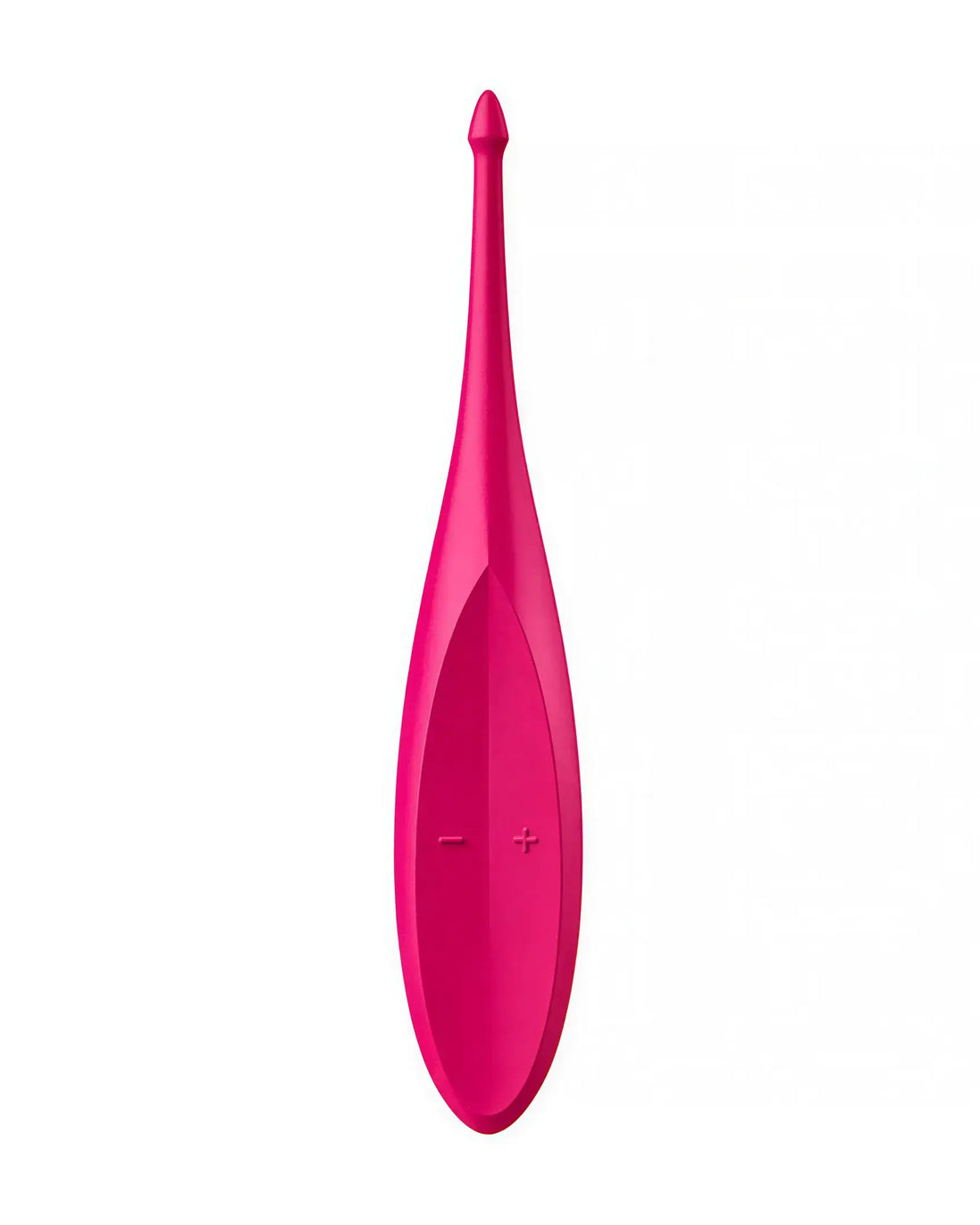 Satisfyer Twirling Fun in bright pink, featuring a sleek design with a tapered tip and control buttons.