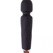 Share Satisfaction Intensions Wand in black silicone with rose gold accents and two control buttons.