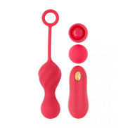 Share Satisfaction Eyden remote-controlled Kegel trainer in pink, featuring a circular cord and two detachable spheres.