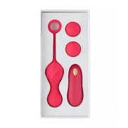 Share Satisfaction Eyden remote controlled Kegel trainer in a white box, featuring a pink trainer and two interchangeable ...