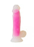 Silicone dildo with pink and white gradient on a white background