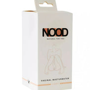 Nood vaginal masturbator packaging in white with a light design and black text, featuring a graphic illustration.