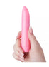 Amore Bionic Classic Bullet Vibrator held in a hand, featuring a sleek pink design and tapered tip.