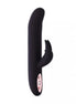 Share Satisfaction Ruslan rocking and gyrating rabbit in black silicone with a curved shaft and external clitoral stimulator.