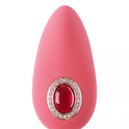 Sana Luxury Lay-On in pink silicone with a red gem and crystal embellishment on the front.