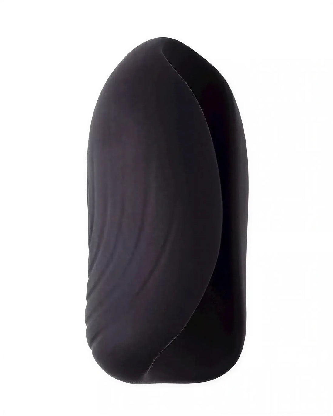 Jeron vibrating stroker in sleek black silicone with textured waves, designed for enhanced stimulation.