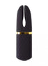 Share Satisfaction Kali luxury clit vibe in black silicone with a gold accent, featuring a unique dual-tip design.