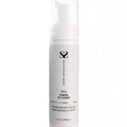 Share Satisfaction foaming toy cleaner in a white pump bottle, 207ml, with a green label and geometric design.