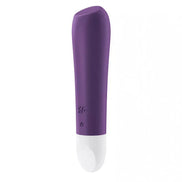 Satisfyer Ultra Power Bullet 2 in purple and white, featuring a sleek design and control button on the side.