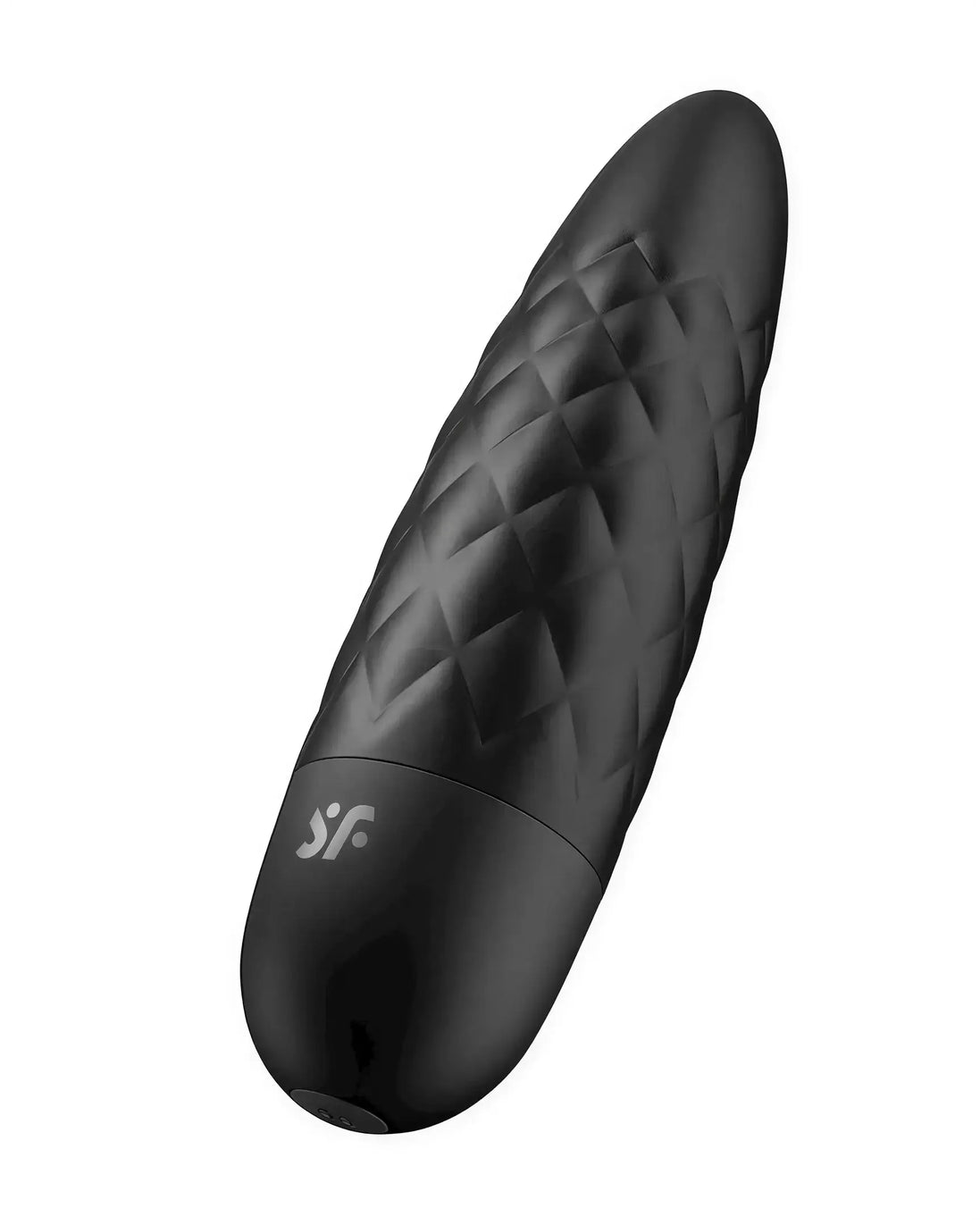 Satisfyer Ultra Power Bullet 5 in black, featuring a textured diamond pattern and a sleek design.