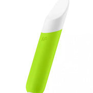 Satisfyer Ultra Power Bullet 7 in bright green with a white tip, featuring a sleek, ergonomic design.